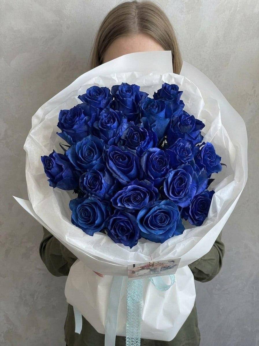 Моно-букет из синих роз